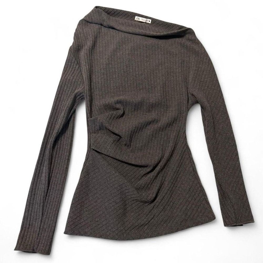 Zara Dark Gray Ribbed Sweatshirt